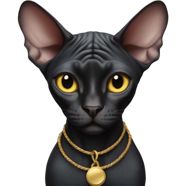 Black sphynx cat taking over the world emoji