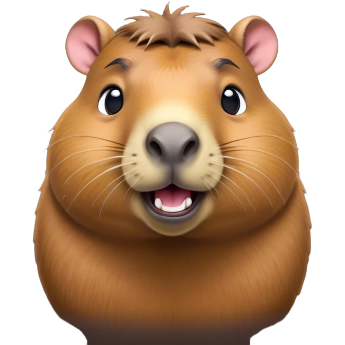 Cinematic Comical Capybara Portrait Emoji, Head tilted dramatically with an exaggeratedly amused expression, featuring a robust, rounded build and a distinct capybara face with a broad snout and quirky, small ears, rendered with lifelike soft fur and wide, comically expressive eyes brimming with playful disbelief; high shine, dramatic yet playful, styled with an air of cheeky mischief, soft glowing outline, capturing the essence of a spirited and over‐the‐top capybara that looks ready to side‐eye its way into viral fame! emoji
