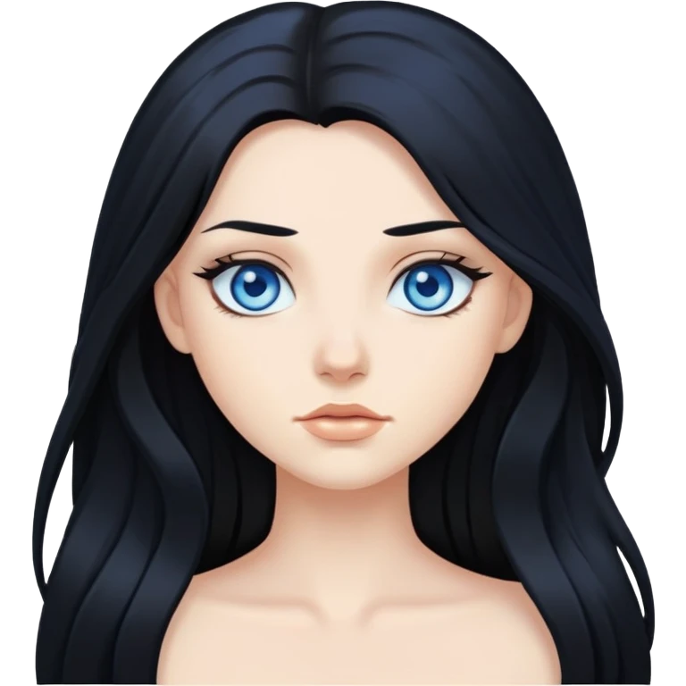 Long black hair blue eye baddie emoji