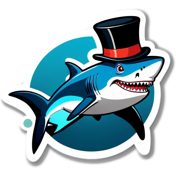 Shark with a top hat emoji