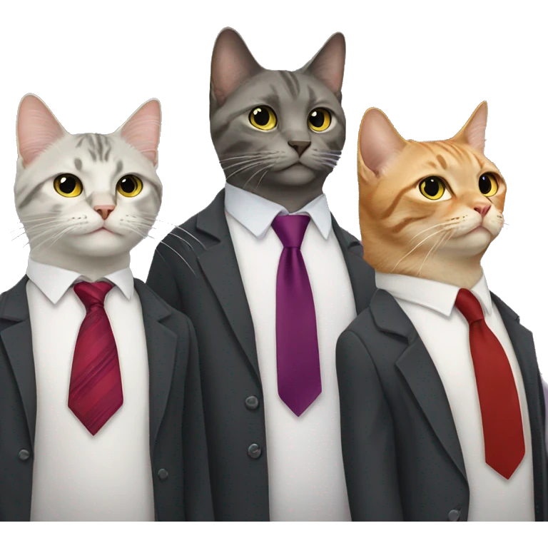 5 cats wearing neckties emoji