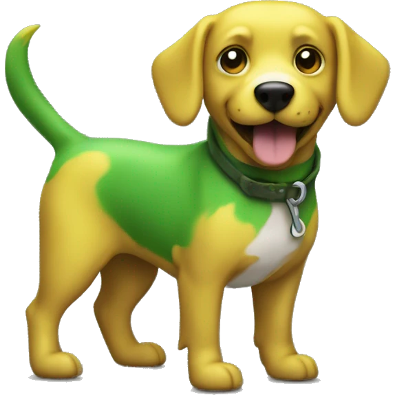 a green and yellow dog with a bolt shaped tail emoji