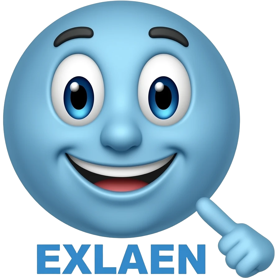 BLсиний смайлик  где он показывает рукой на надпись EXLAEN emoji