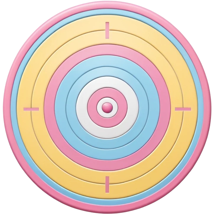 A cute bullseye target with spring pastel colors of yellow, pink and light blue emoji