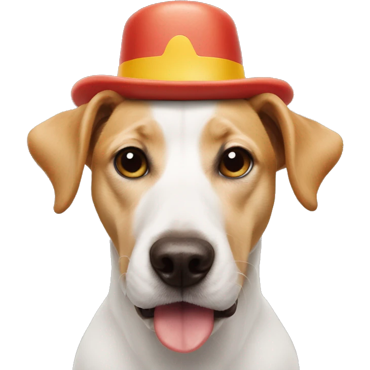 dog whit a hat, whit hotdog in the mouth emoji