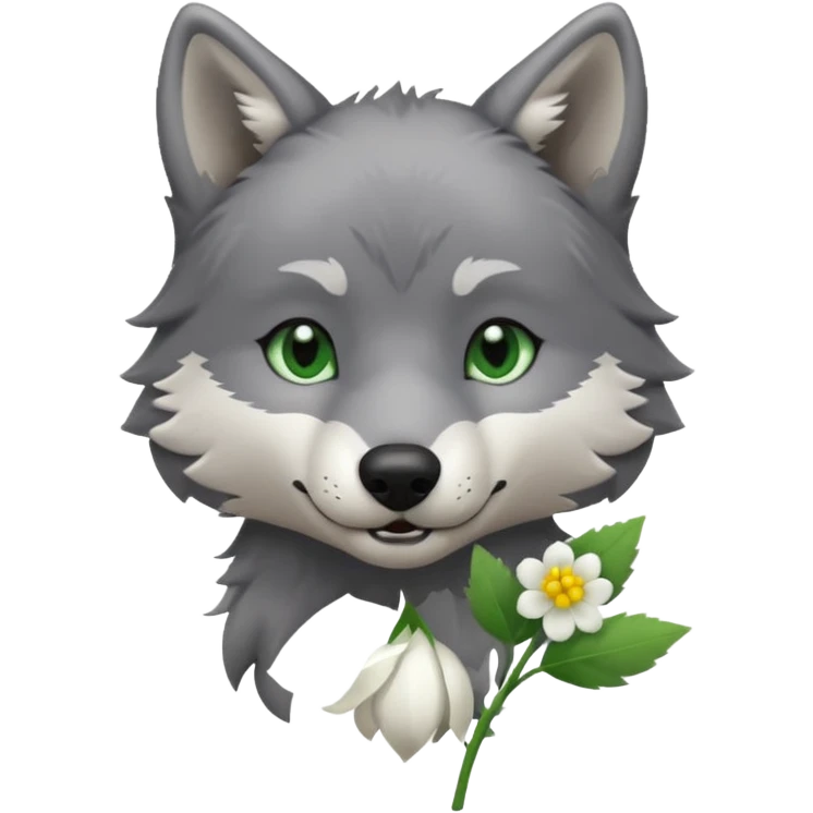 wolf holds flower emoji
