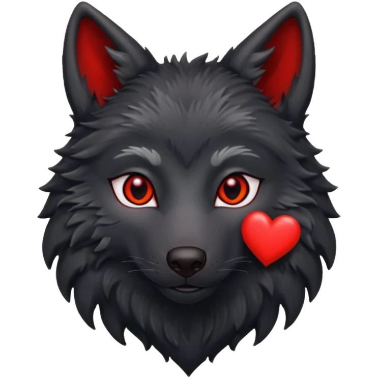 Black wolf red heart emoji