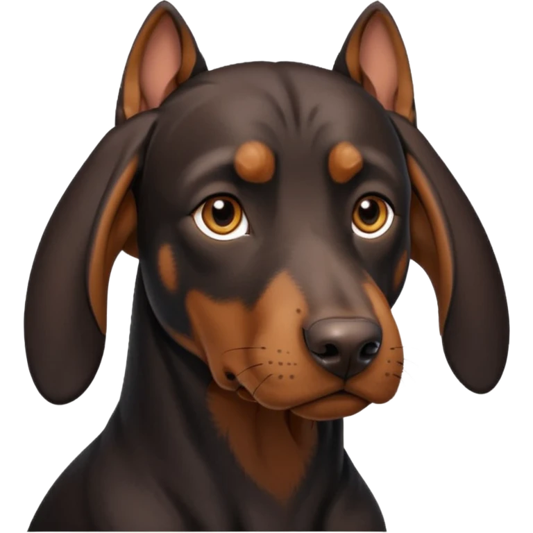 black and tan doberman portrait with floppy ears emoji