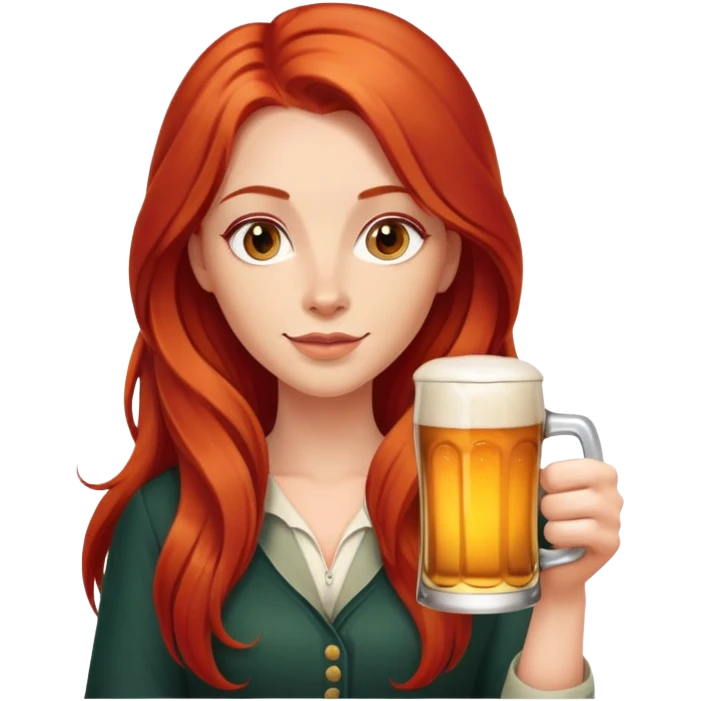 With long red hair add a beer emoji