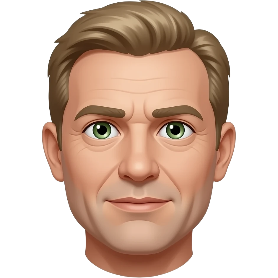 males, 40s, fair hair, dirty blonde balding short hair, green eyes, pale skin, round face, no face lines emoji