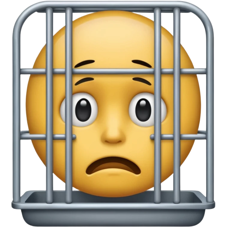 a sad emjoi face in a cage emoji