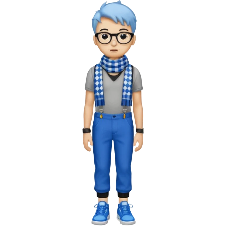 Скин Лололошки из сезона "Точка невозврата" имеет следующие характеристики: он носит шарф в черно-голубую клетку и черные штаны с двумя голубыми подтяжками. Также он носит голубые кроссовки с белой подошвой и является обладателем отличительной атрибутики - очков и клетчатого шарфа.  emoji