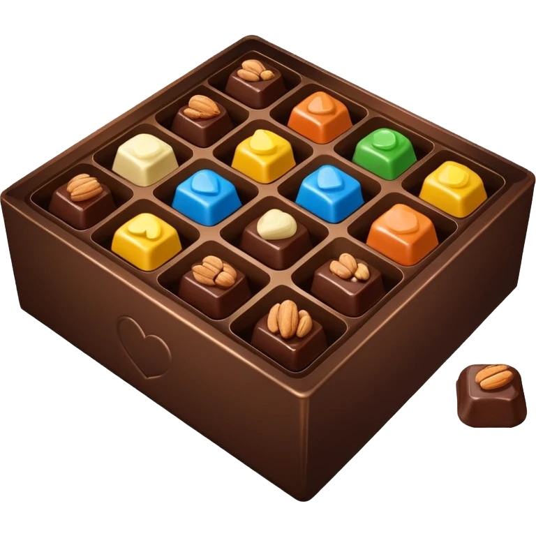 Box of chocolates with nuts on top emoji