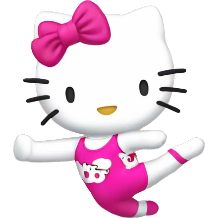hello kitty doing cartwheel on gymnastics floor emoji
