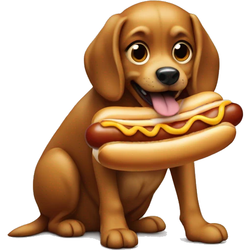 Dog eating hotdog emoji