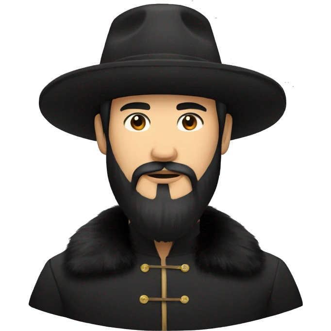 asian man with black russian fur hat and black beard emoji