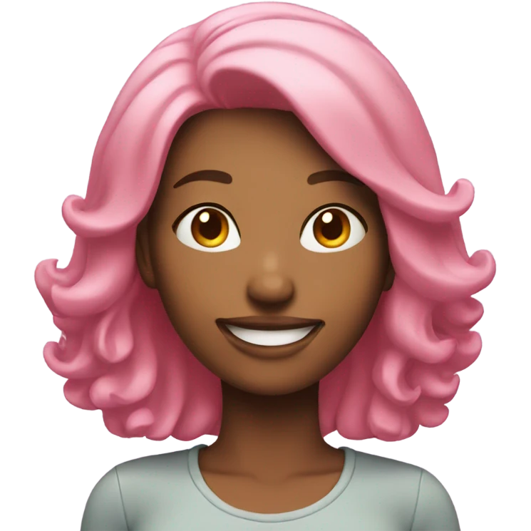 smiling woman with pink hair indoors emoji
