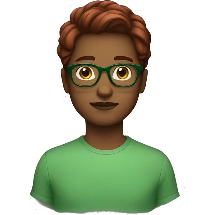 Brown skin dark red hair green eyes glasses emoji