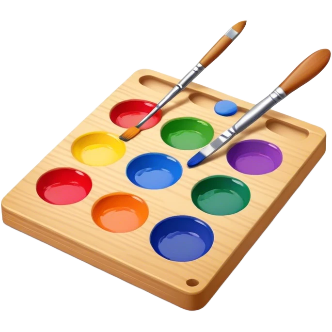 brush and paint palette, isomeric view emoji