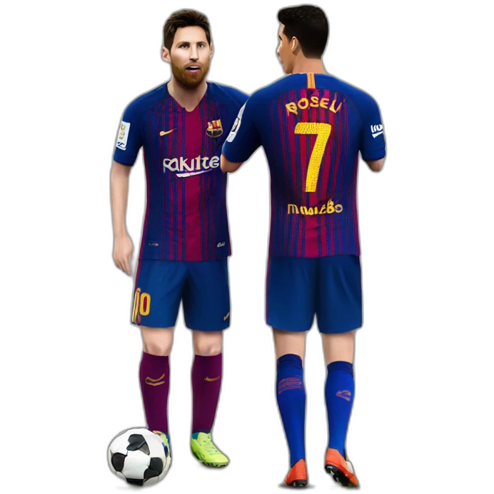 Realistic Leo Messi and realistic Cristiano Ronaldo kissing emoji