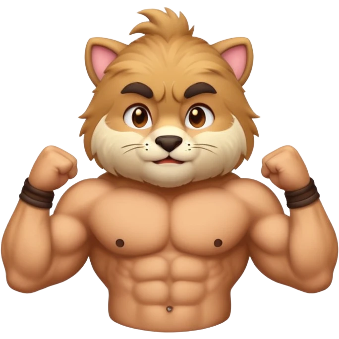 adorable muscular furry bara, emoji, round and expressive, soft colors emoji