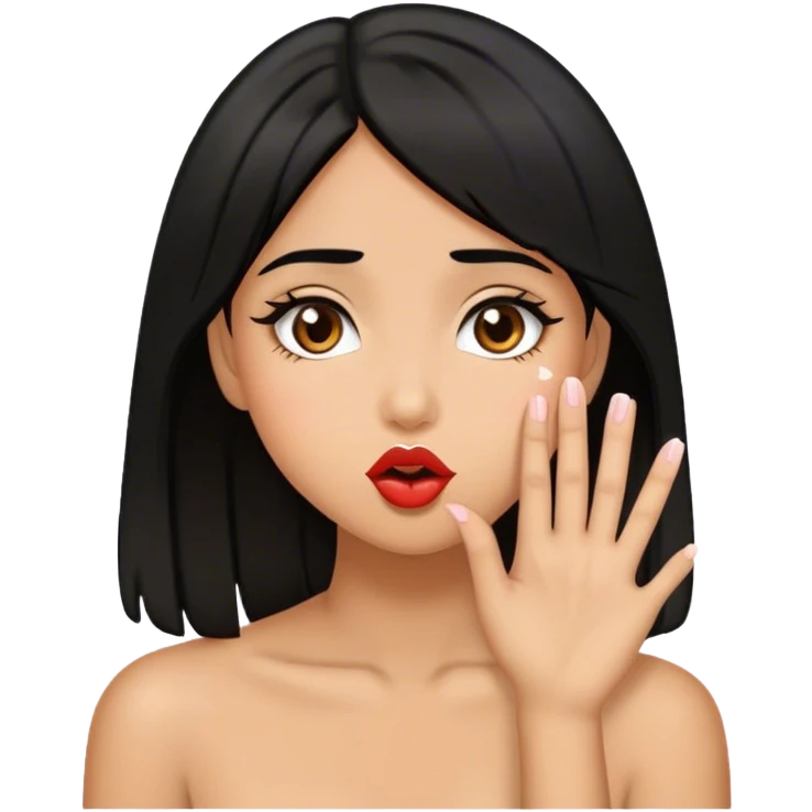 Tan girl with black hair sending kisses  emoji