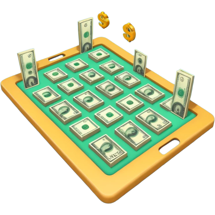 3d visual strategy board with money  emoji
