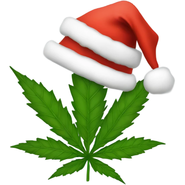 weed with christmas hat emoji