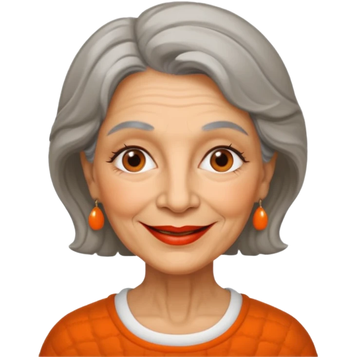 An Italian 60-year-old grandmother who is a genuine burst of sunshine and her favorite lipstick color is orange emoji
