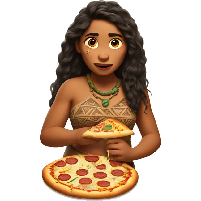 Moana eating pizza emoji