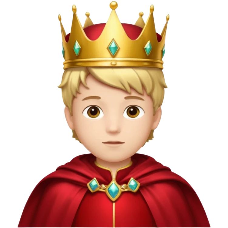A young noble boy wearing a shiny gold crown and royal cape.
























 emoji
