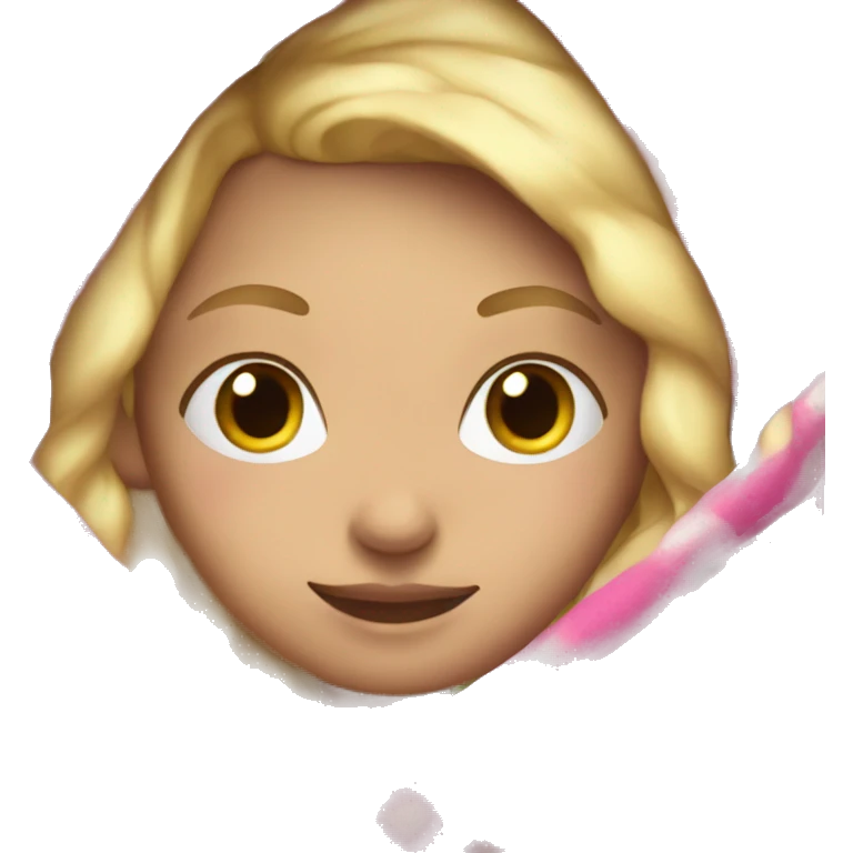 Blonde girl wrapped in pink flannel blanket  emoji