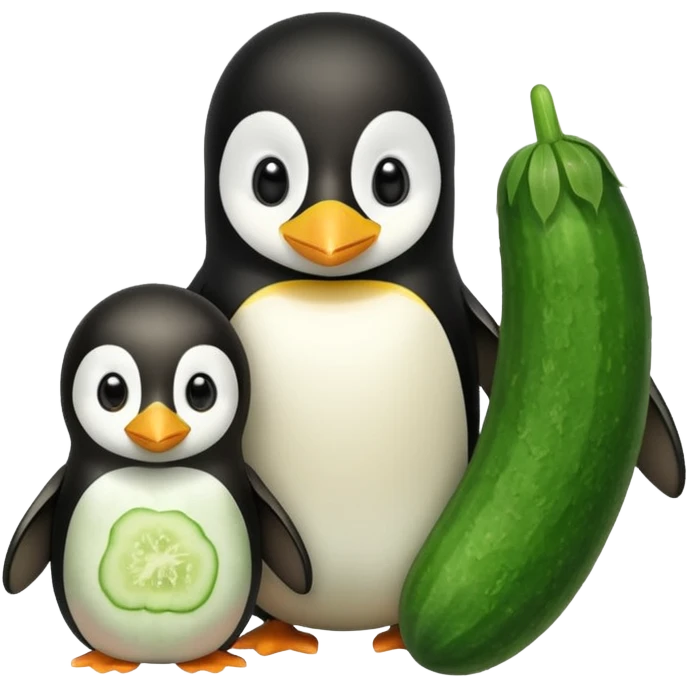 pinguine and a cucumber emoji