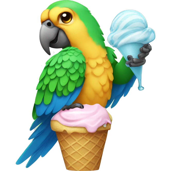 Parrot eating ice cream emoji