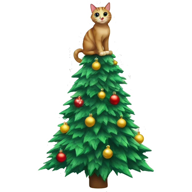 Cat climbing Christmas tree emoji