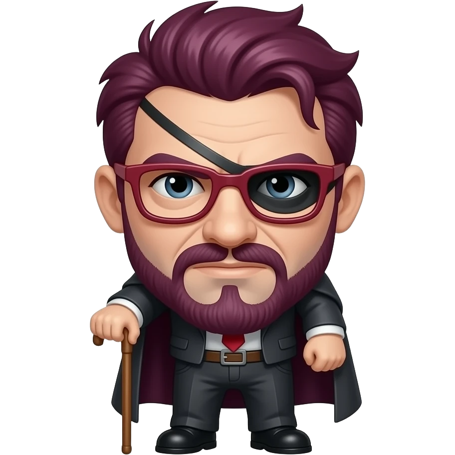 Marvel's Matt Murdock with burgandy hair dark red glasses and a blind man's cane emoji