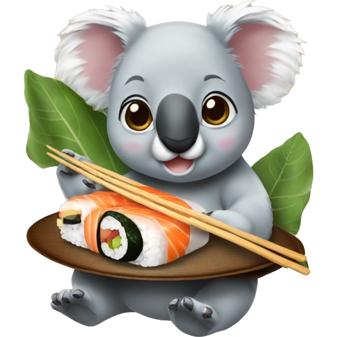 Cute koala eating sushi emoji