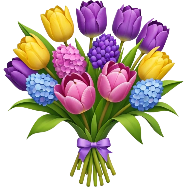 tulip, hyacinth and hydrangeas boquet emoji