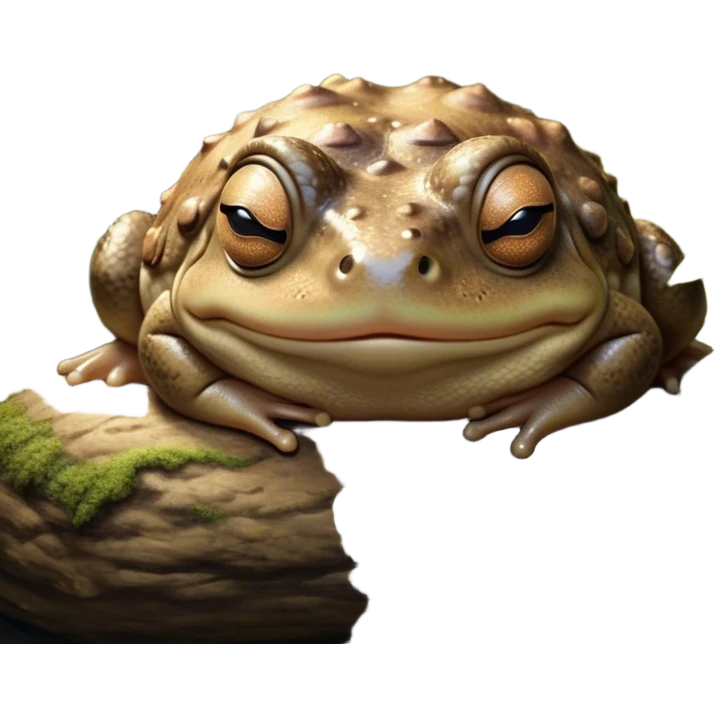 Meme-Worthy Cute Sleeping Toad Portrait Emoji, Head resting peacefully with a contented smile, showcasing a stout, textured body with softly closed eyes in serene, restful slumber, Simplified yet adorably endearing features, highly detailed, glowing with a soft, drowsy woodland light, high shine, relaxed and utterly lovable, stylized with an air of playful laziness, soft glowing outline, capturing the essence of a sleeping toad that feels destined to become the next viral icon of adorable rest! emoji