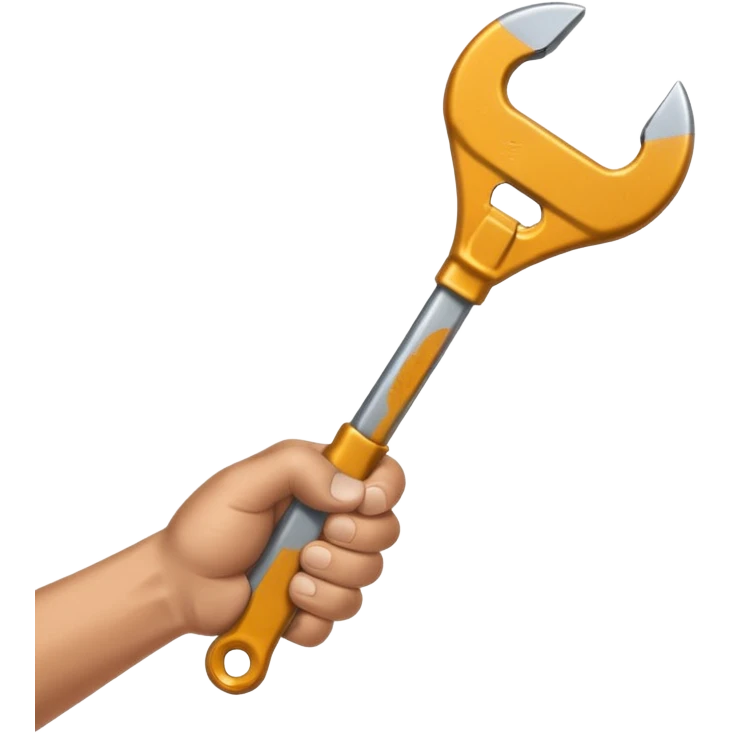 A man's hand holds a wrench emoji