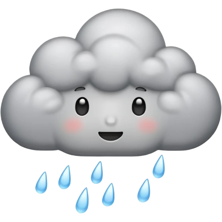 emoji of grey cloud is raining, withou faces emoji