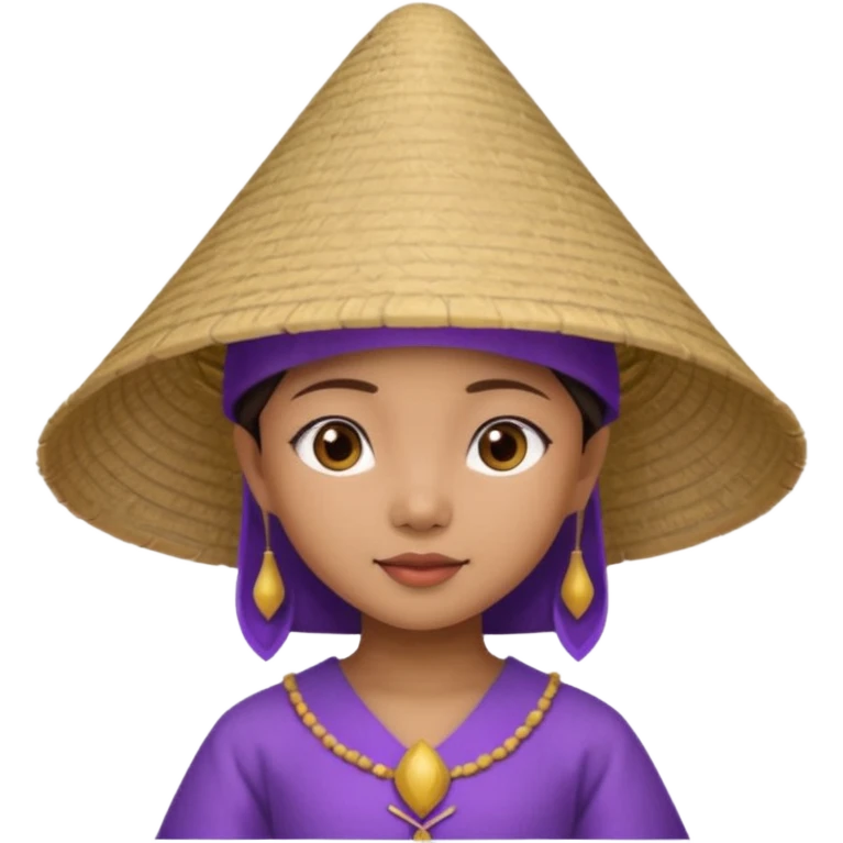 ancient vietnamese girl with dress and conical hat, purple emoji