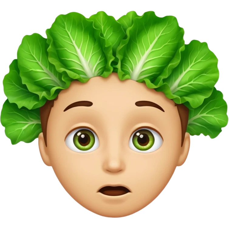 A surprised face with lettuce coming out of its eyes emoji
