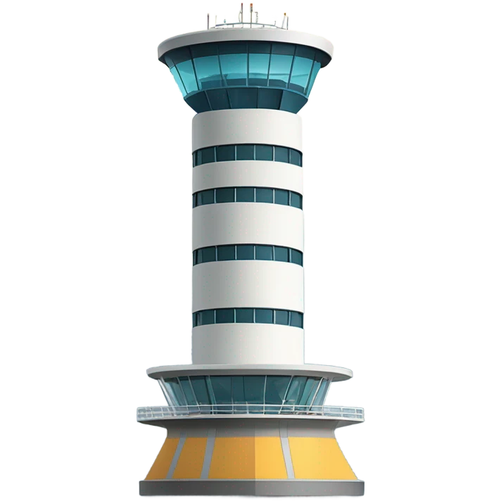 airport control tower, full height, typical popular shape emoji