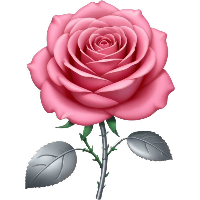 gray metal chrome rose, without green leaves, just flower emoji