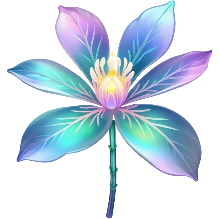 Dark Pastel iridescent transparent bio-luminescent flower emoji