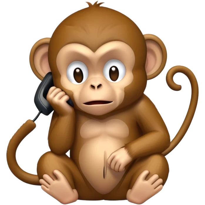 The monkey is sitting on the phone and crying emoji