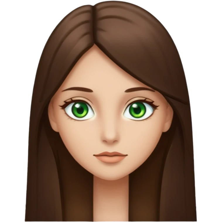 pretty woman in her 40s with green eyes and long straight ash-brown hair  emoji