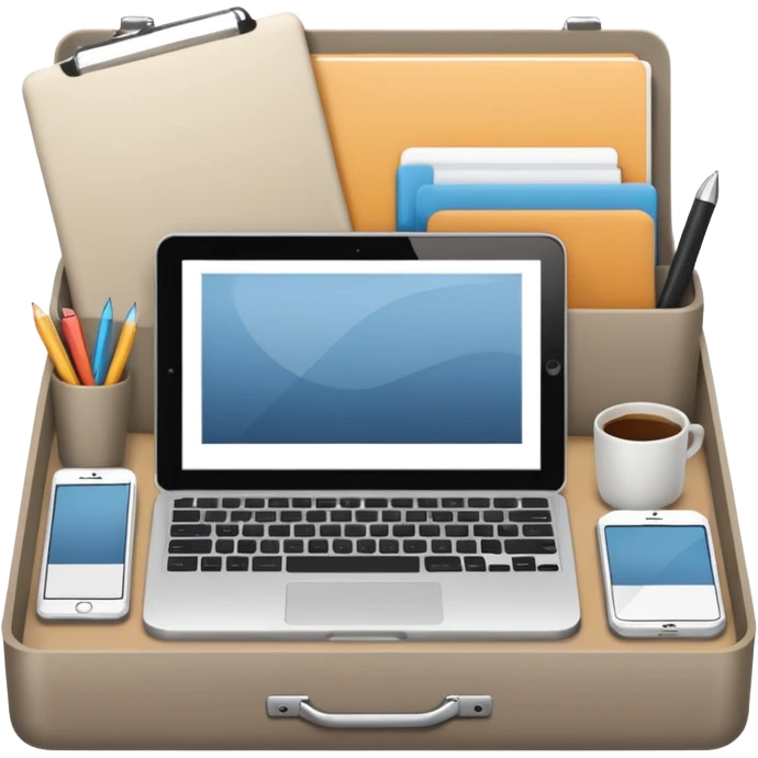 Realistic work  essentials with neutral color emoji