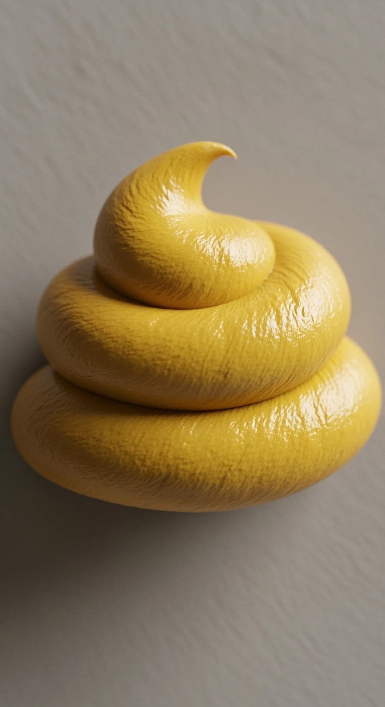 feci molli E GIALLINE VISTE DALL'ALTO, iperrealistico 4k emoji